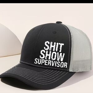 Funny “Sh*t Show Supervisor” Snapback Trucker Hat Black Gray Mesh Adjustable Cap